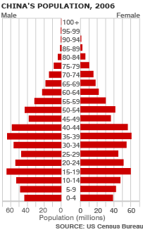 Demografische opbouw van de Chinese bevolking in 2006