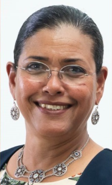 dr. Dorothy Pietersz-Janga, Minister van GMN (Gezondheid) in de regering van premier Gilmar 'Pik' Pisas (MFK) op Curaçao.