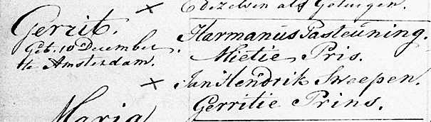 Doopceel Noorderkerk, Amsterdam: Gerrit Pasteuning, 22 december 1805.